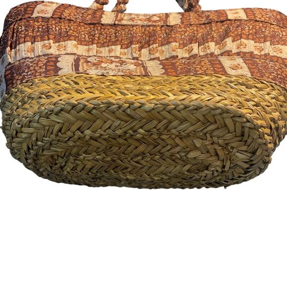 Straw and fabric bag 11x13 Beach Cruise Vacation Purse Shopping - Picture 2 of 10